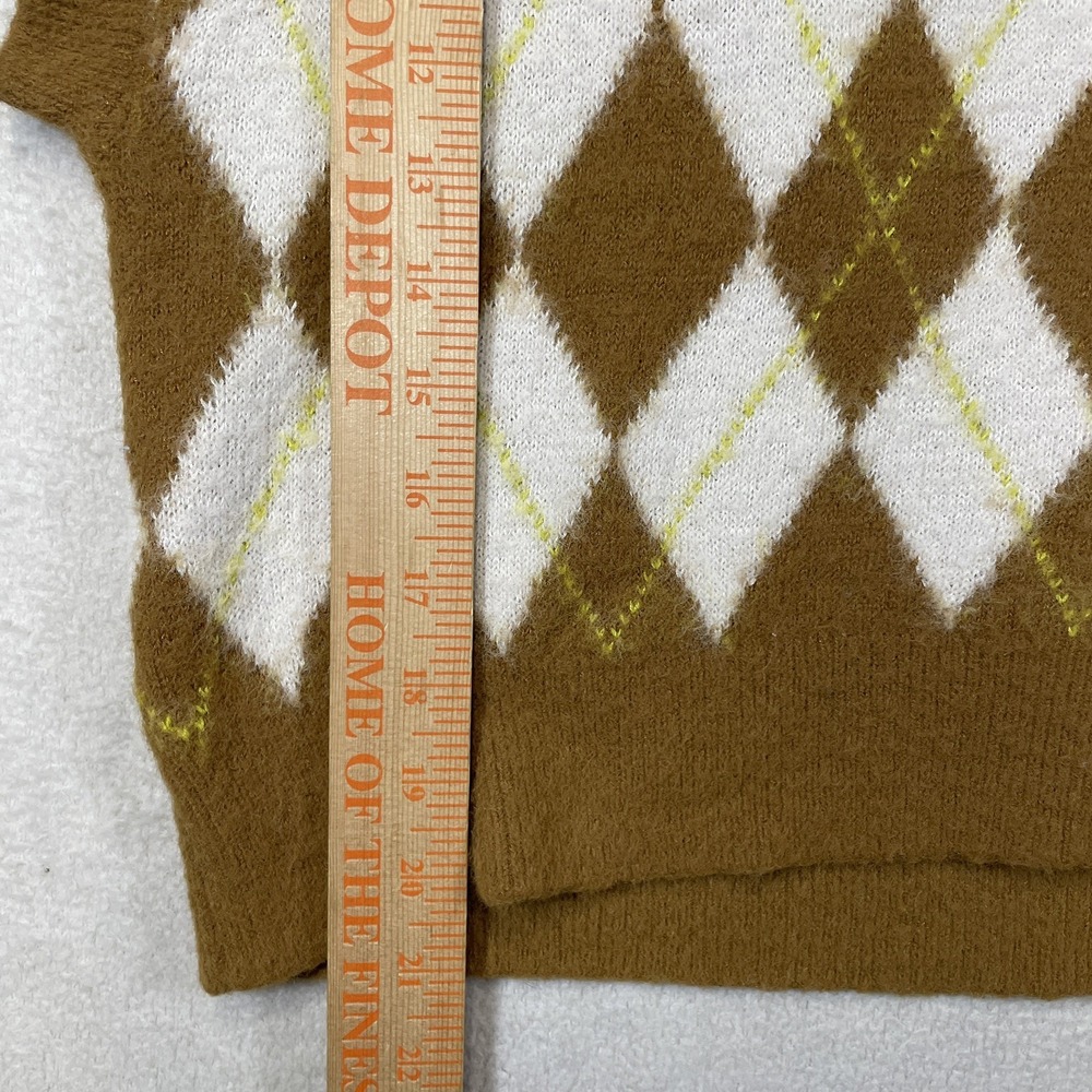 Free People XL Through The Motions Argyle Vest in Tiger Eye Combo Viscose Blend - Picture 4 of 8